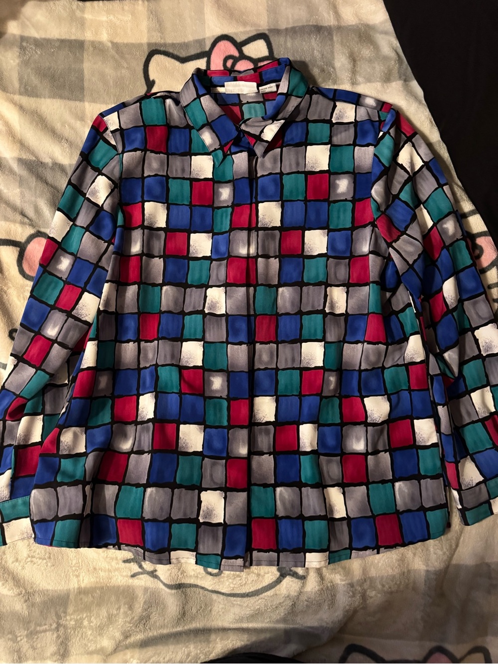 Womens Alfred Dunner Multi-Color Geometric Button-Up Jacket